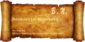Benkovits Nikolett névjegykártya